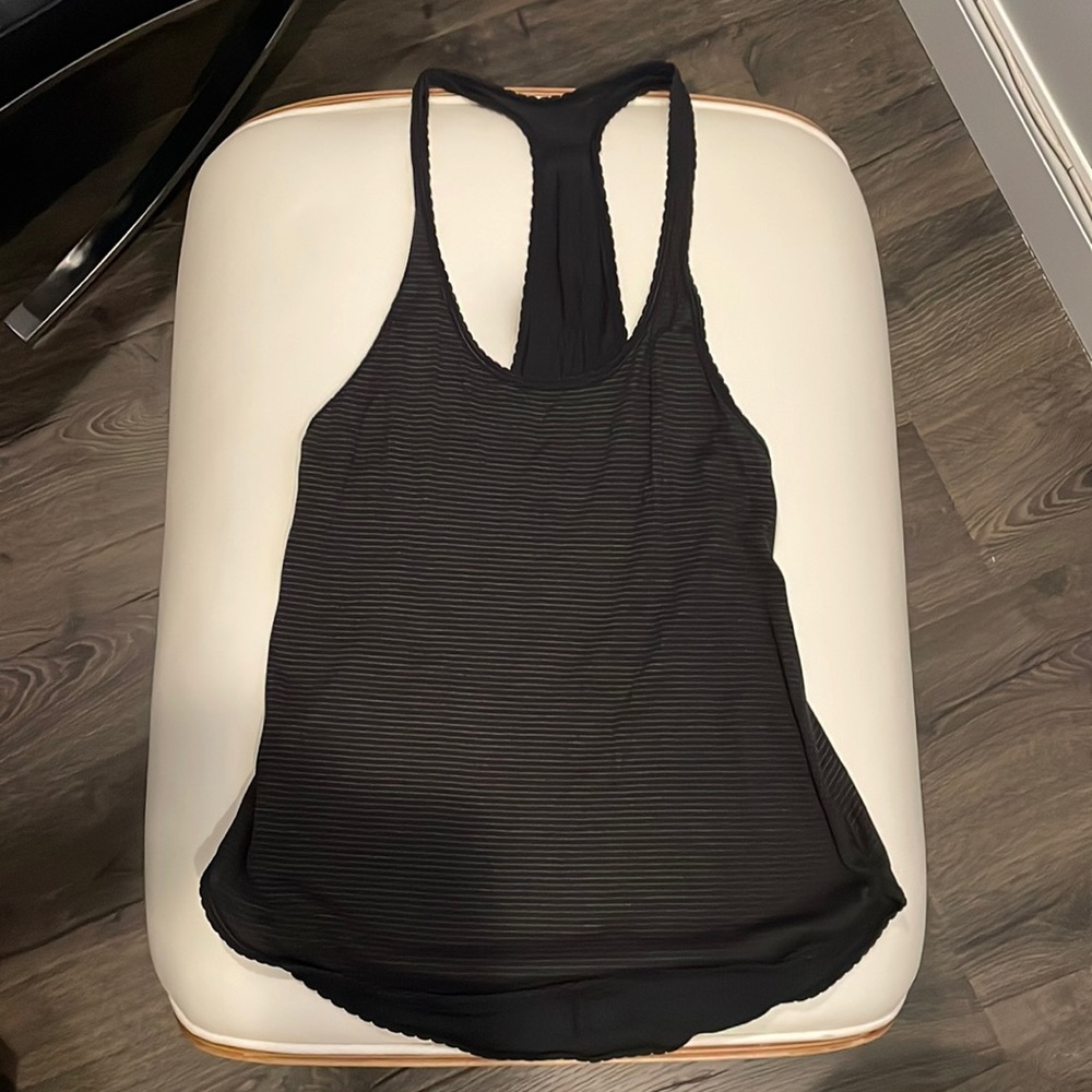 Lululemon 105 F Singlet*Silver Black Sz. 2 EUC WORN ONCE